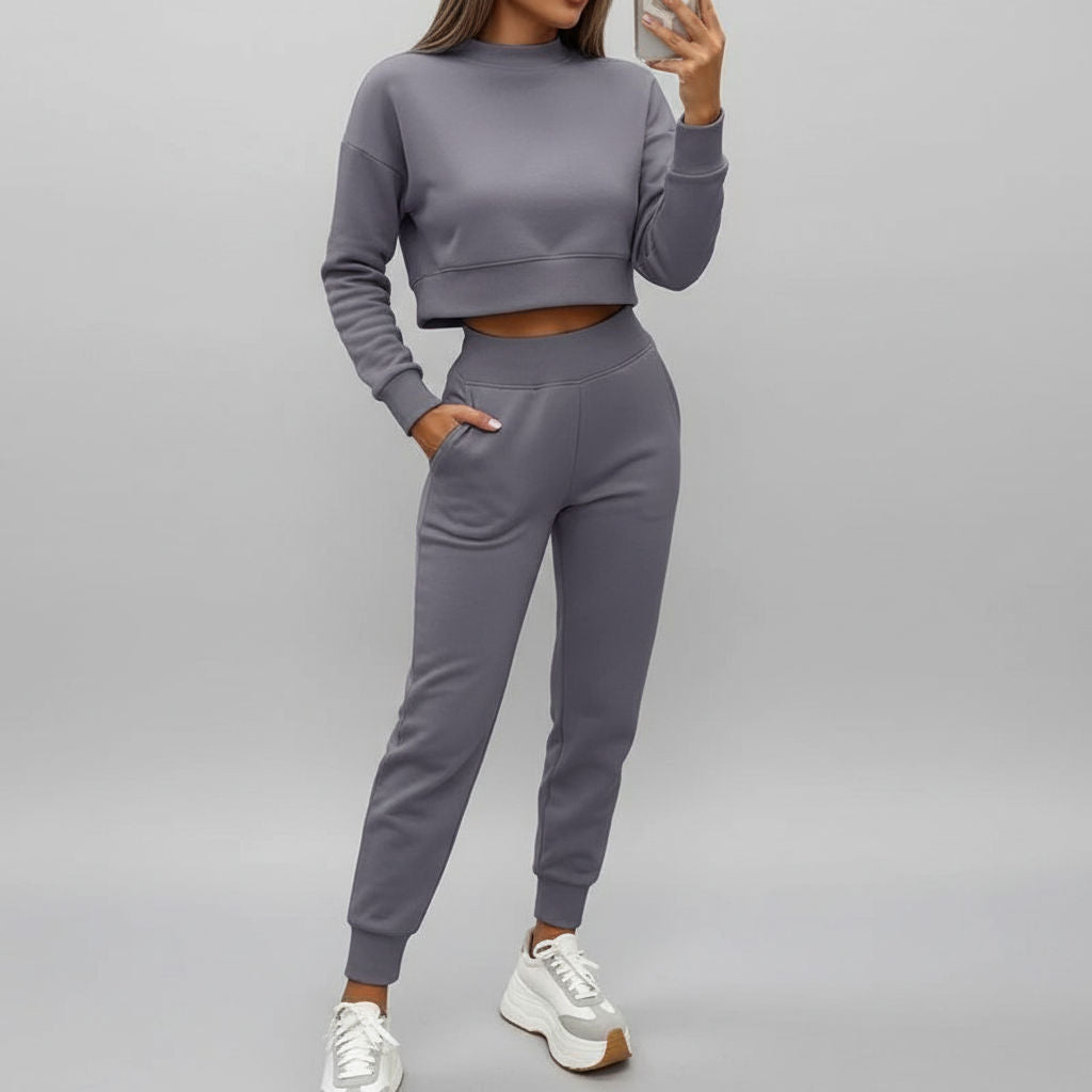 Amalia Lounge Set Dames - Cropped Sweater & Broek |