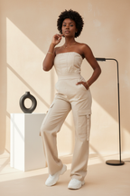 Luna Urban Jumpsuit | Zwart, Beige & Groen